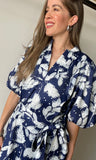 Floral Print Bubble Sleeve Midi-Dress