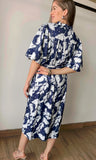 Floral Print Bubble Sleeve Midi-Dress